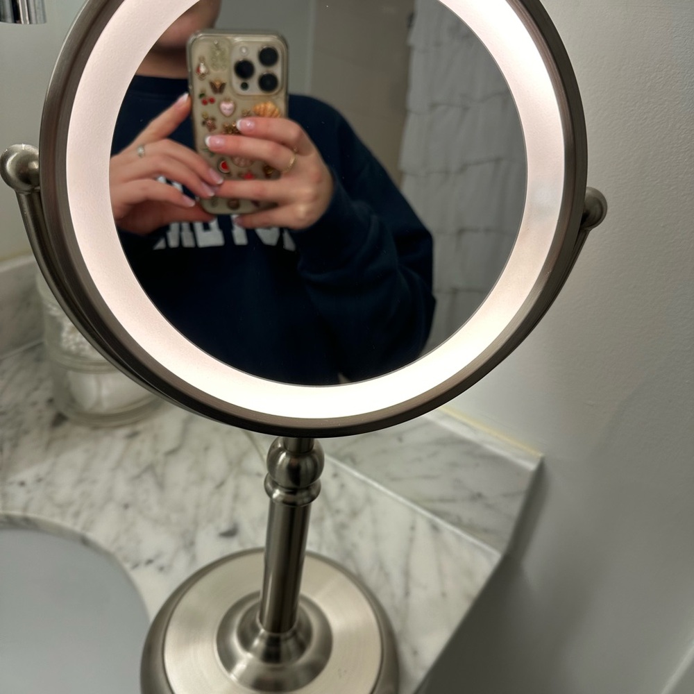 Silver Vanity Mirror with LED Light